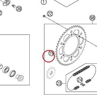 REAR SPROCKET 50T ORANGE KTM — 7771015105004