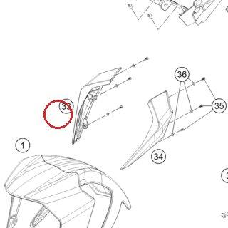 KTM DUKE MY17 SIDE MASK RH WHI KTM — 93008001000AB
