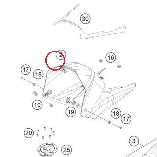 Fuel tank fairing rear cmpl KTM — 94508049033EBA