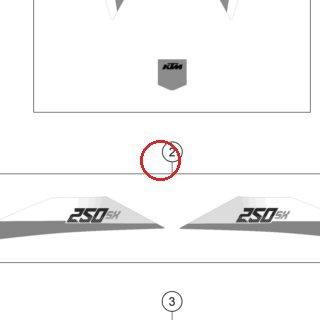 DISPLACEM.STICKERSET 250 SX 16 KTM — 54808698800
