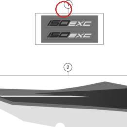 Displacement label 150 EXC KTM — 79708078023